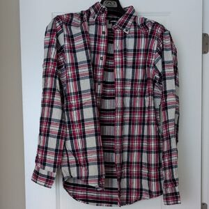 Lands' End Men's Red Plaid Shirt